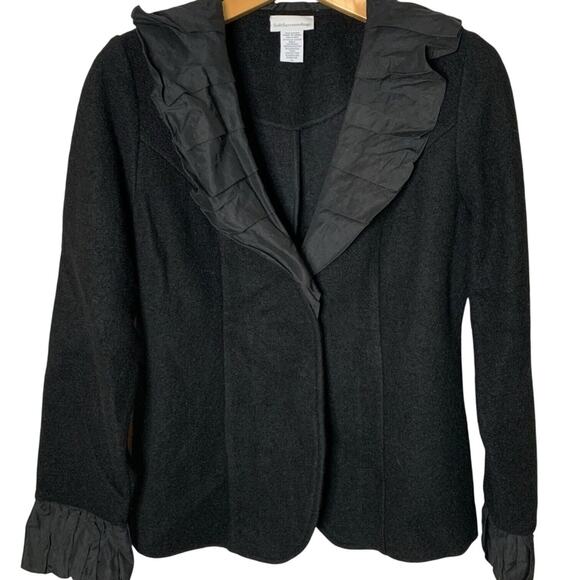 Soft Surroundings Blazer Womens XS Ruffle Collar Wool Blend Whimsigoth Office - Picture 1 of 6